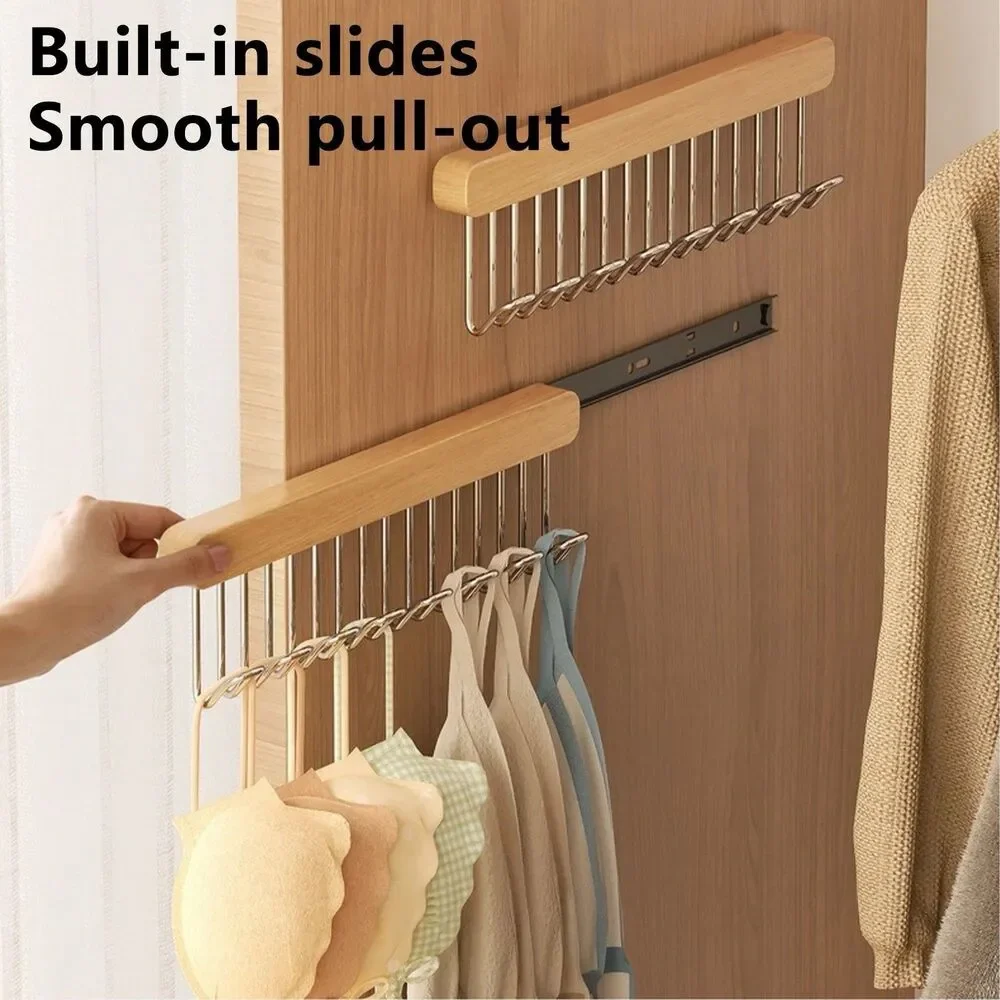 Pull Out Closet Hanger 8 Hooks Valet Slider Organizer Hat Bra Swimsuit Tie Scarf